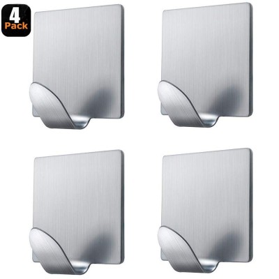 Adhesive Hooks Wall Hooks Hanger Bathroom Office Stick on Wall Hanging Hooks for Hanging Kitchen Bathroom Home Stainless Steel-4 Packs Adhesive Hooks Wall Hooks Hanger Bathroom Office Stick on Wall Hanging Hooks for Hanging Kitchen Bathroom Home Stainless Steel-4 Packs