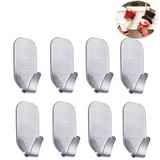 Fotosnow High Powerful Adhesive Hooks Wall Hooks Stainless Steel Waterproof Hanger Hooks for Hanging Christmas Stocking, Christmas Banner, LED String Light, 3D Snowflake, Christmas Ball-8 Packs Fotosnow High Powerful Adhesive Hooks Wall Hooks Stainless Steel Waterproof Hanger Hooks for Hanging Christmas Stocking, Christmas Banner, LED String Light, 3D Snowflake, Christmas Ball-8 Packs